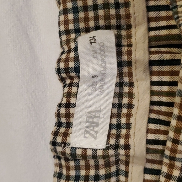 Zara Kids - Girls Plaid Brown, Blue, Cream Pleated Skirt - Picture 2 of 4